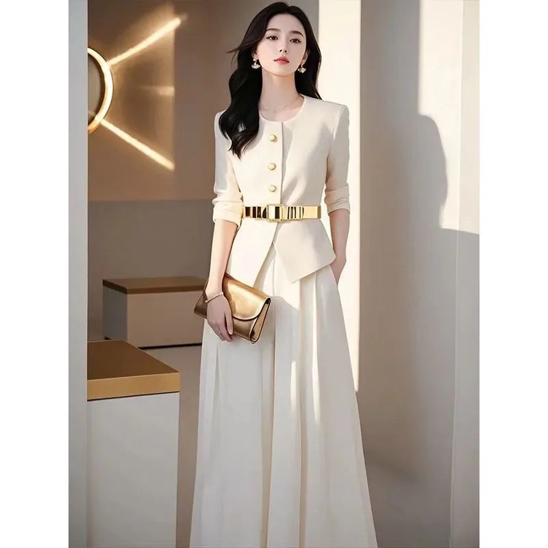 Women’s Knit Jacket And Culottes Office Two-Piece Set