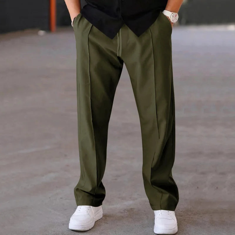 Men's Loose Straight Pants With Drawstring Waist