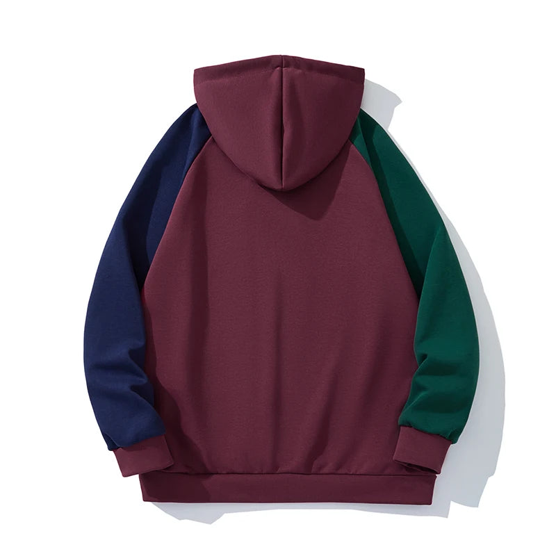Men’s Patchwork Pullover Hoodie Sweatshirt Casual