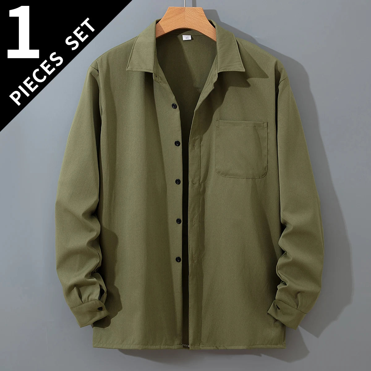 1pcs-hsh-cs-lv Color Men's Casual Button-Up Shirt With Turn-Down Collar