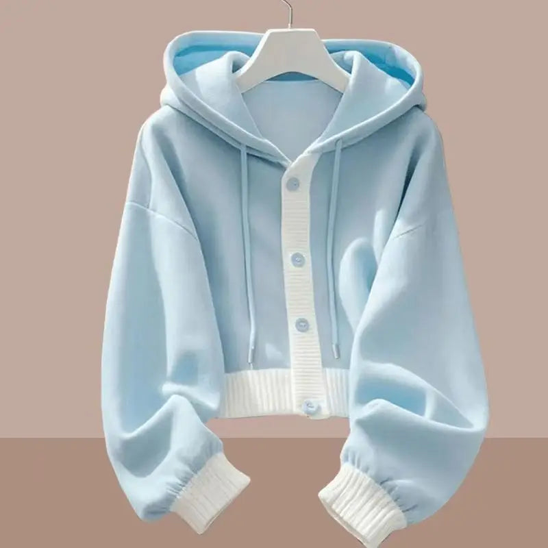 Women’s Hooded Knit Cardigan Jacket Single-Breasted