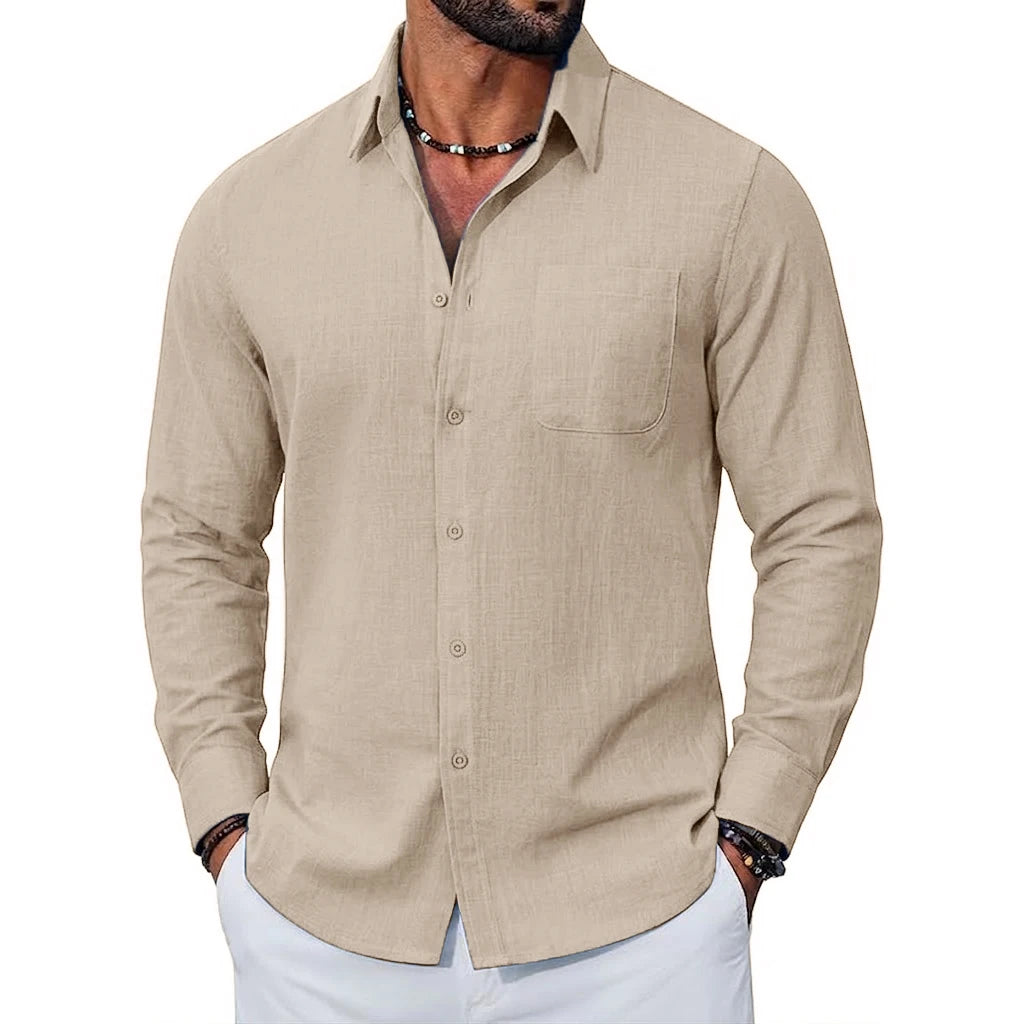 Men's Cotton Long Sleeve Casual Button Shirt