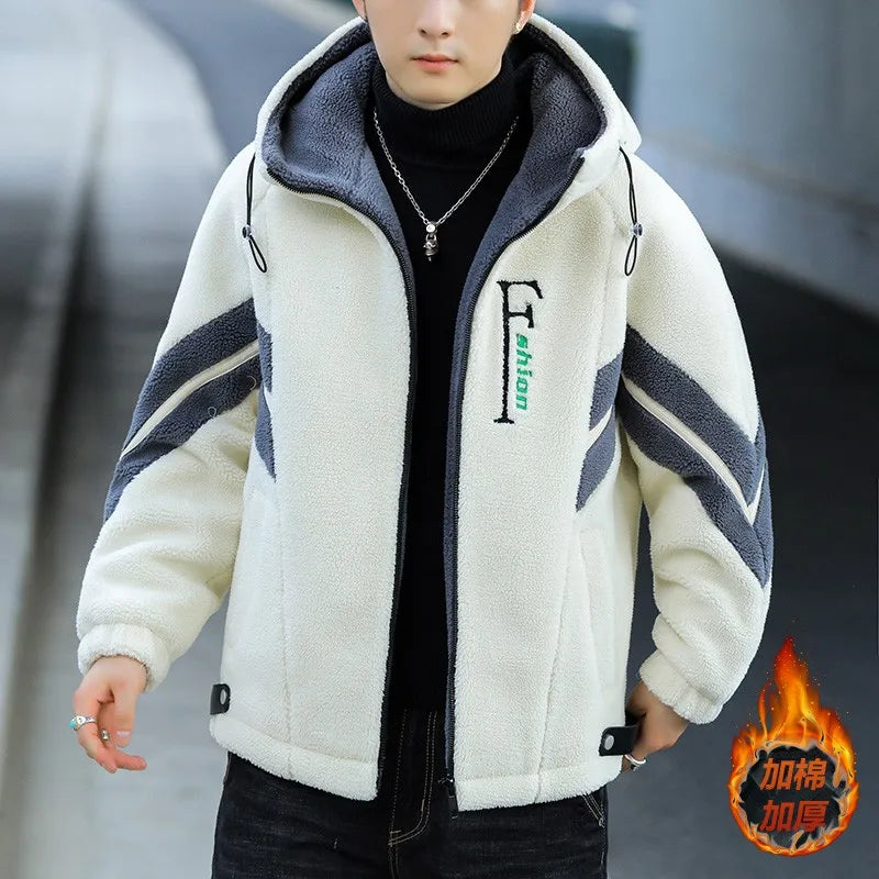 Men’s Fleece-Lined Winter Jacket With Hood And Zipper