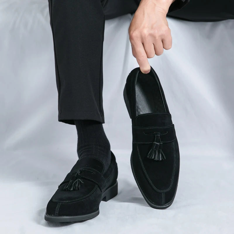Men’s Tassel Suede Loafers Casual Business Dress Shoes