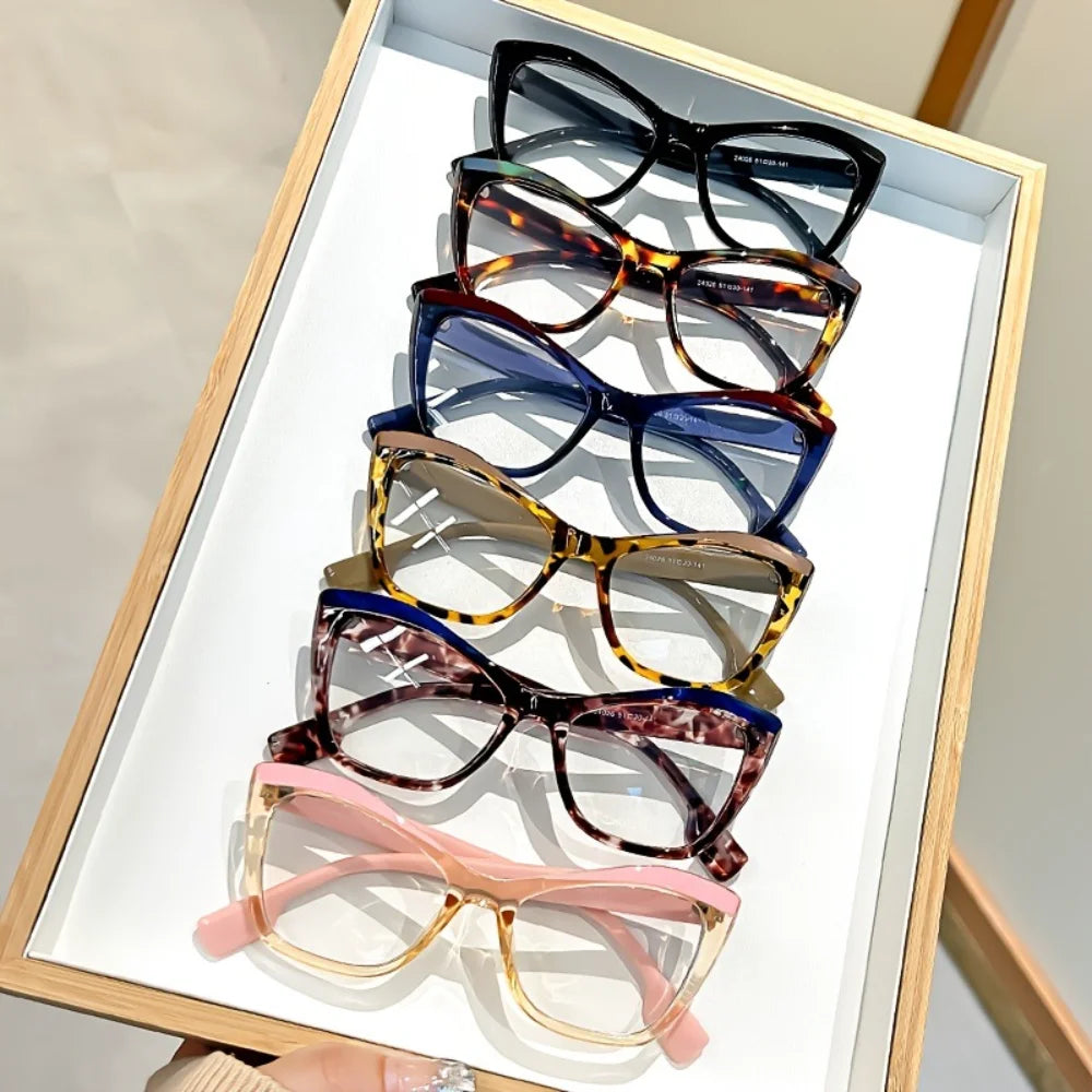 Oversized Cat Eye Blue Light Glasses With Clear Lens