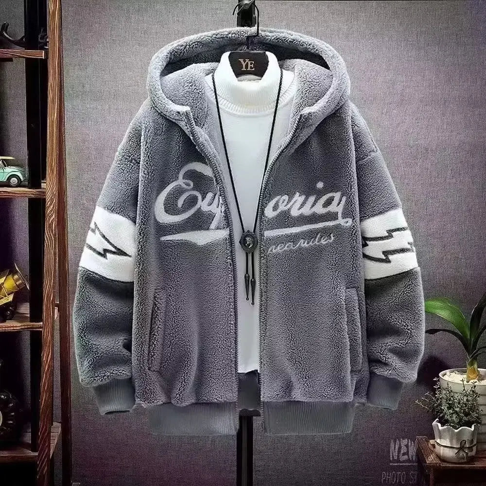 Men’s Fleece-Lined Hooded Jacket Casual Streetwear