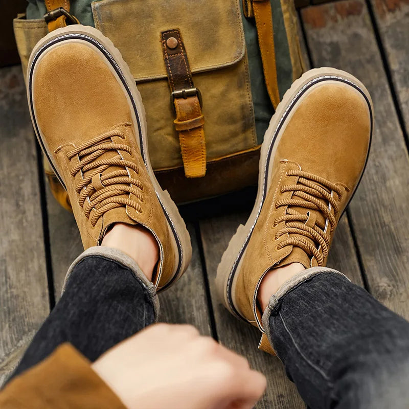 Men’s Suede Ankle Boots Casual Non-Slip Platform Sole