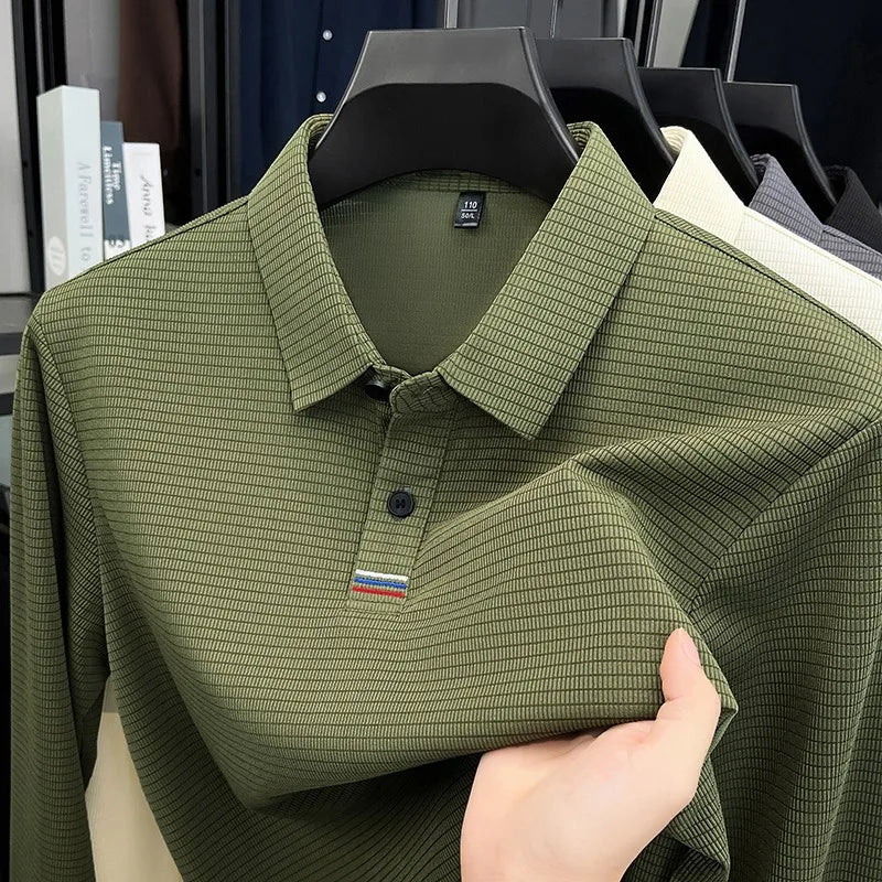 Men's Long Sleeve Polo Shirt – Fleece Lined, Non-Iron