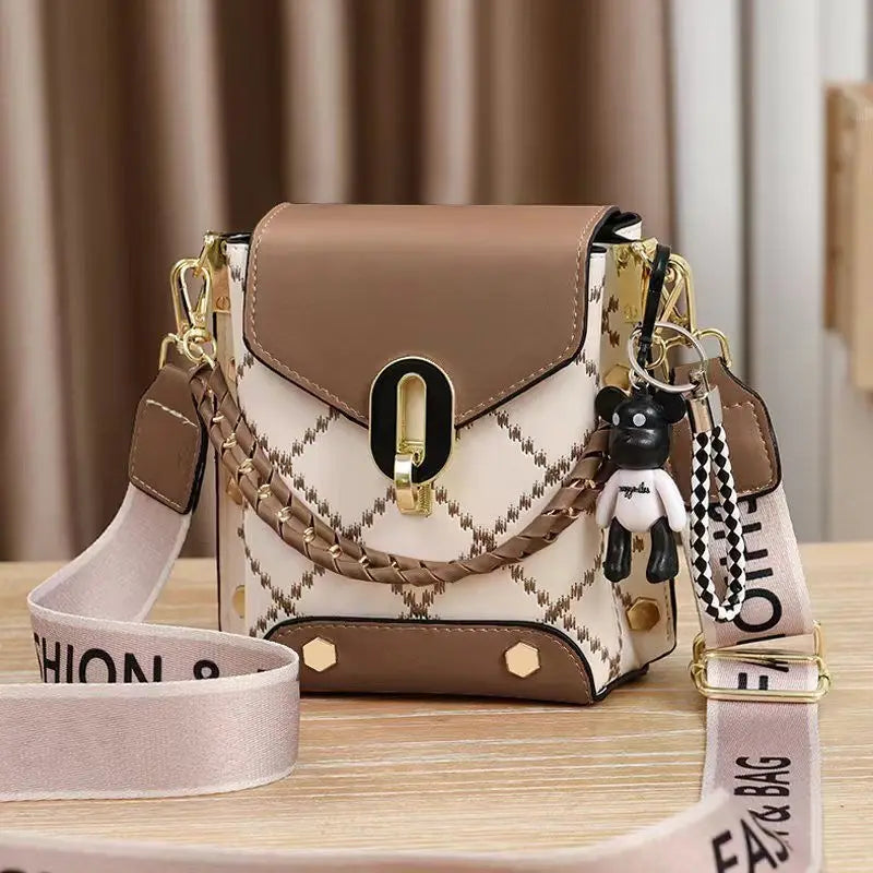 Brown OneSize Color Mini PU Crossbody Phone Bag For Women With Zipper