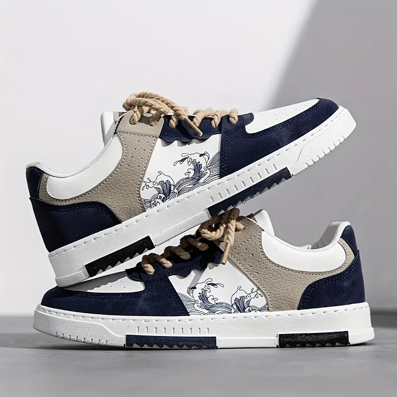 Men's Leather Casual Sneakers With Rubber Sole