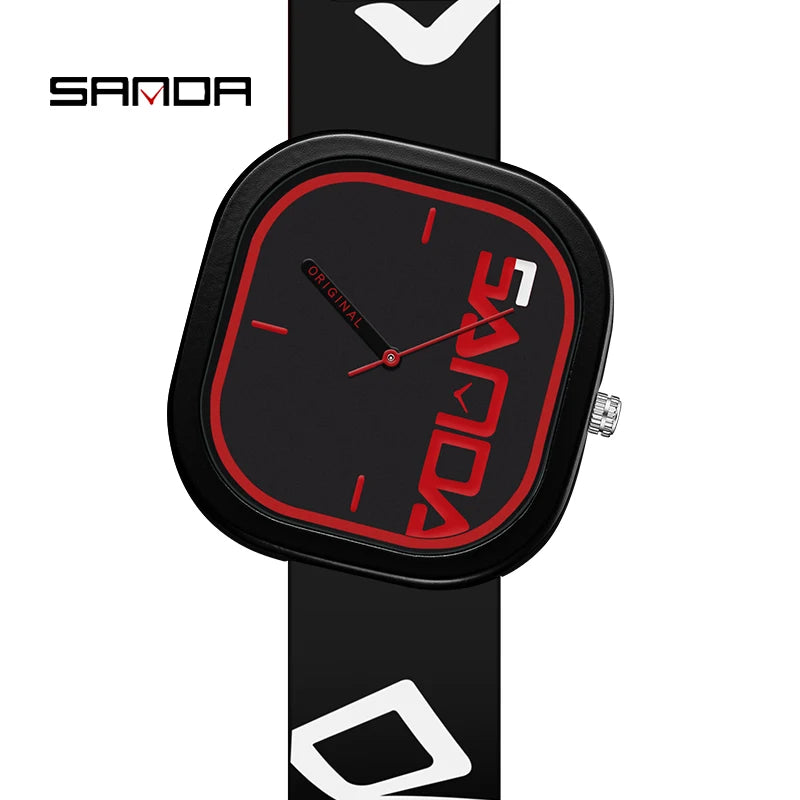 Black Color Men’s Square Quartz Watch With Silicone Strap