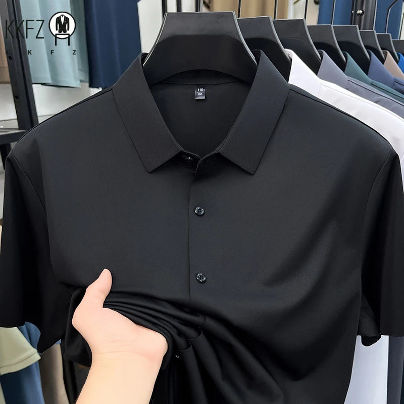 Men's Ice Silk Short Sleeve Shirt – Lightweight Casual