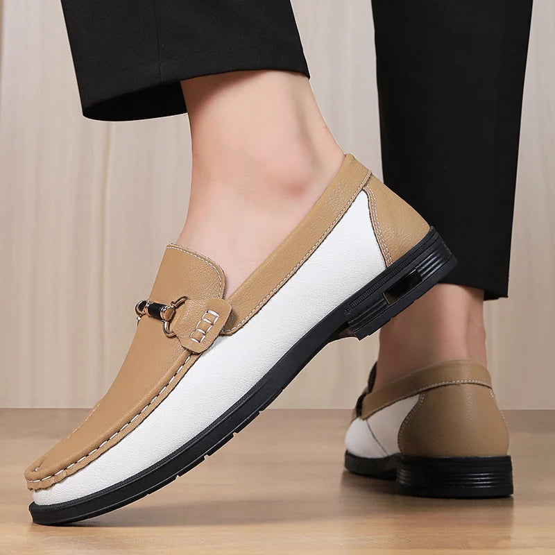 Men's Split Leather Loafers – Slip-On Office & Wedding Shoes
