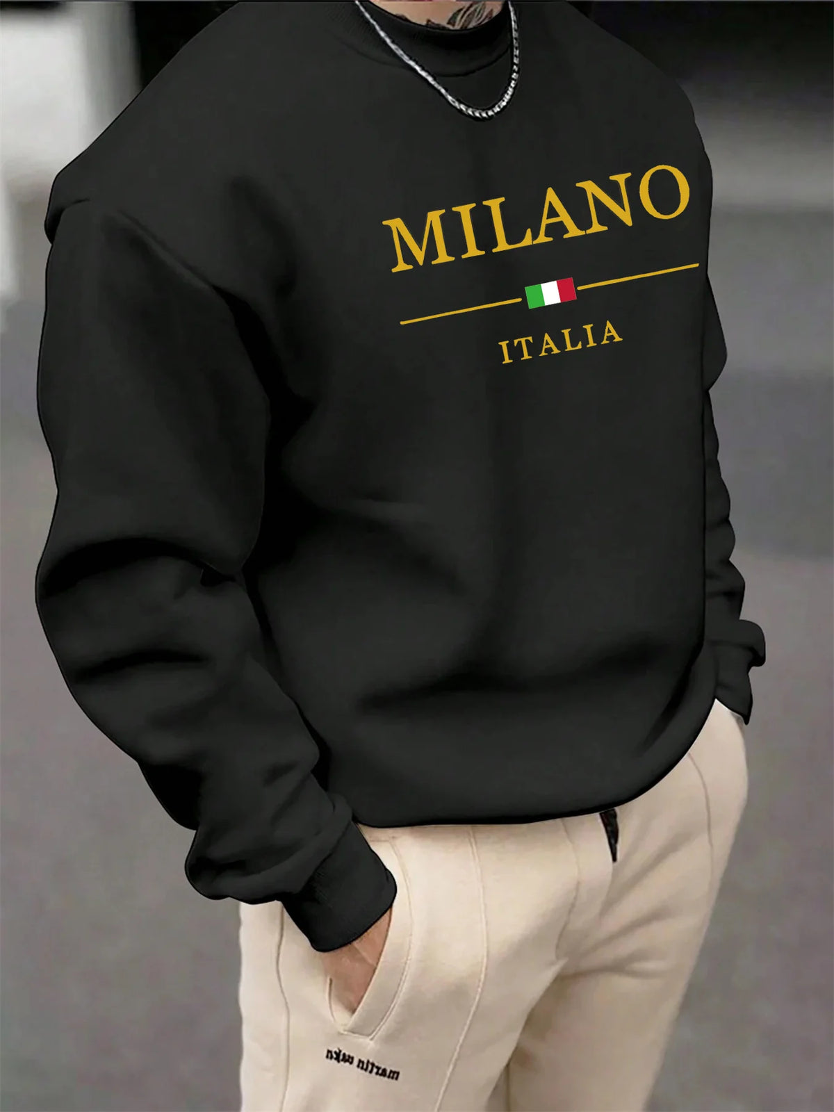 Men's Autumn Winter Geometric Print Pullover Sweatshirt