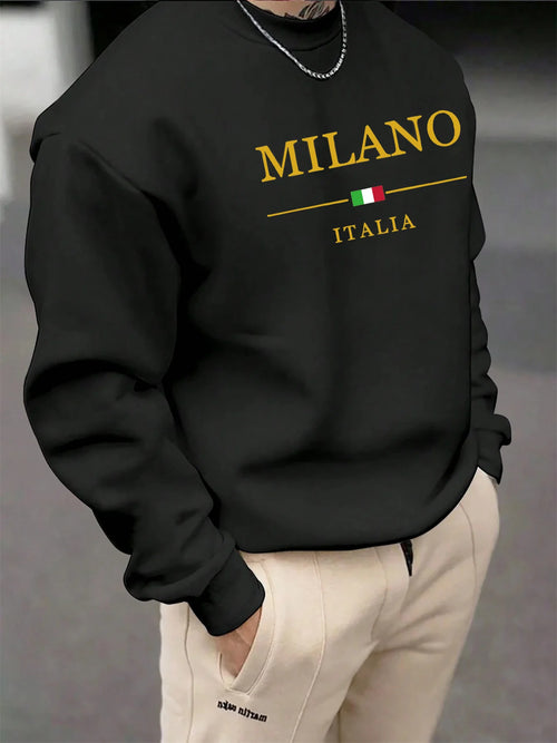 Men's Autumn Winter Geometric Print Pullover Sweatshirt