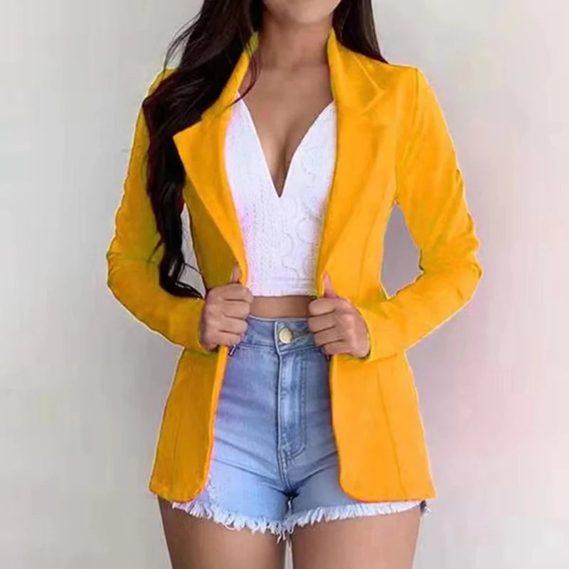 Women’s Office Blazer Jacket – Slim Fit With Pockets