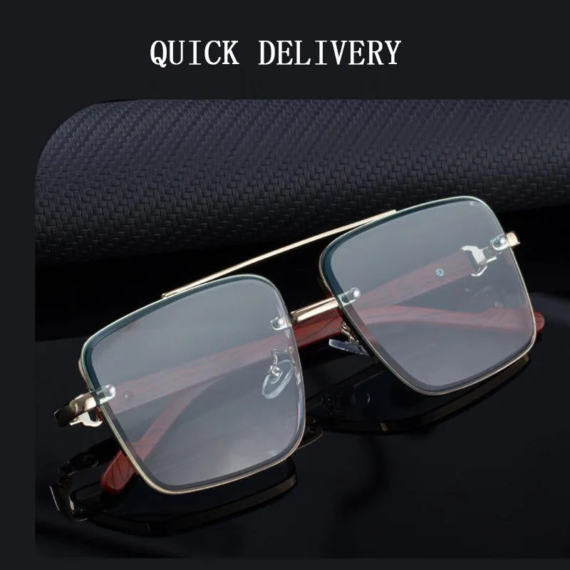 Men’s Wooden Square Sunglasses With UV400 Protection