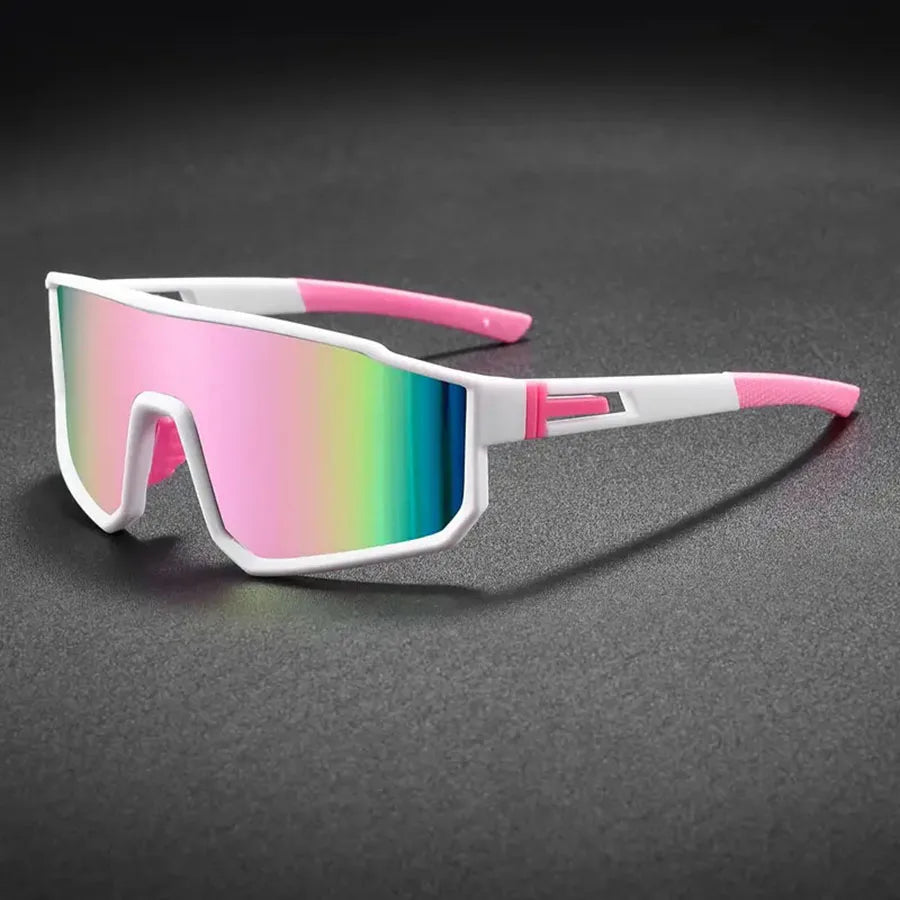 Men’s Oversized Cycling Sunglasses With Colorful Mirror Lenses
