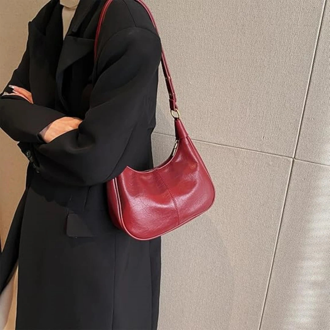 Crescent Hobo Shoulder Bag for Women with Zipper Closure