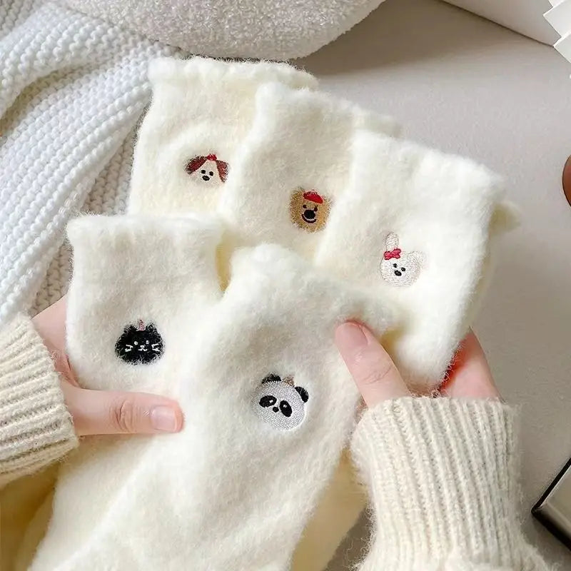 Women’s Thick Velvet Fleece Home Sleep Socks 5-Pack