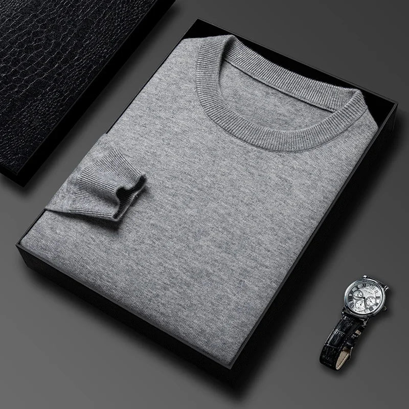 Medium gray Color Men's Knit Pullover Sweater With Diamond Pattern