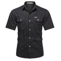 Men’s Casual Cargo Shirt Short Sleeve Button-Up