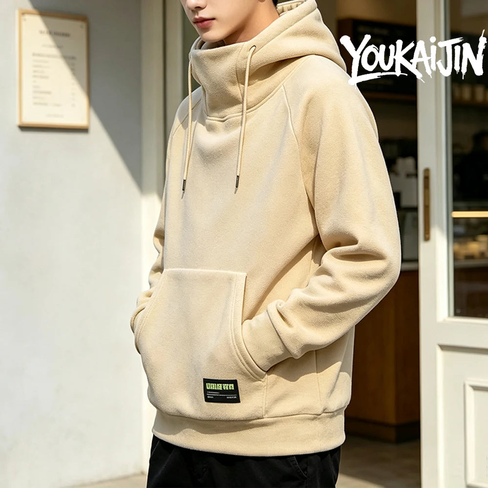 Men's Fleece Hoodie Sweatshirt Solid Color Pullover