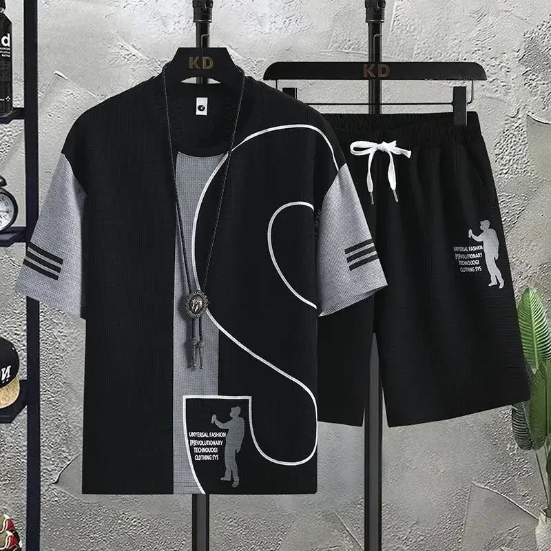 Men’s Graphic T-Shirt And Shorts Set Casual 2-Piece