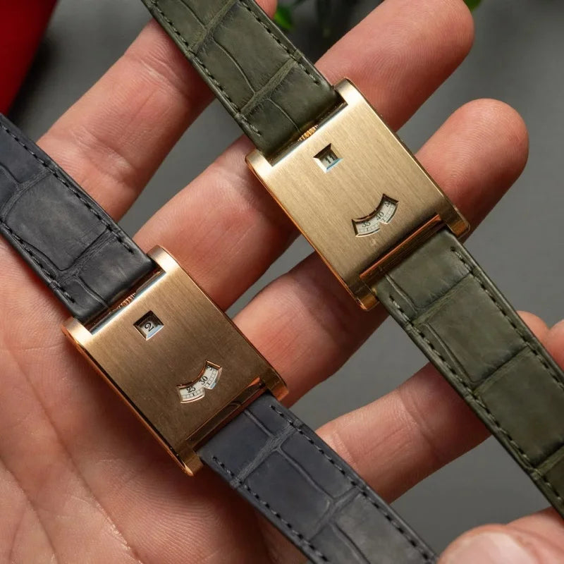 Men's Rectangular Quartz Watch – Leather Band, Shock Resistant