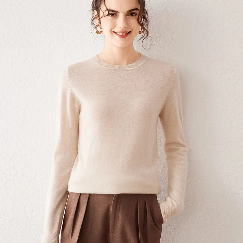 jia hua mi Color Women’s Cashmere Knit Sweater Crew Neck Long Sleeve