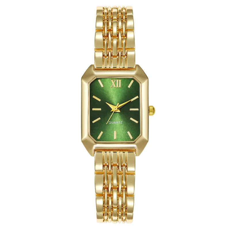 D Color Women’s Gold Square Quartz Watch – Minimalist Bracelet