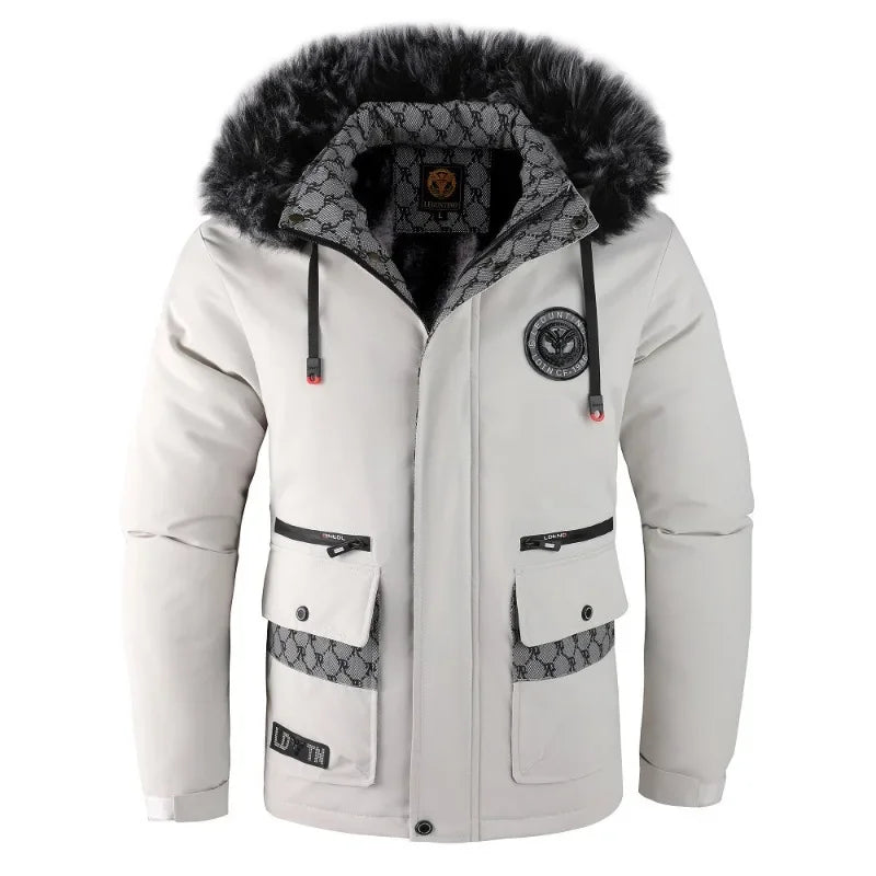 Men’s Hooded Winter Parka Jacket With Fur Collar