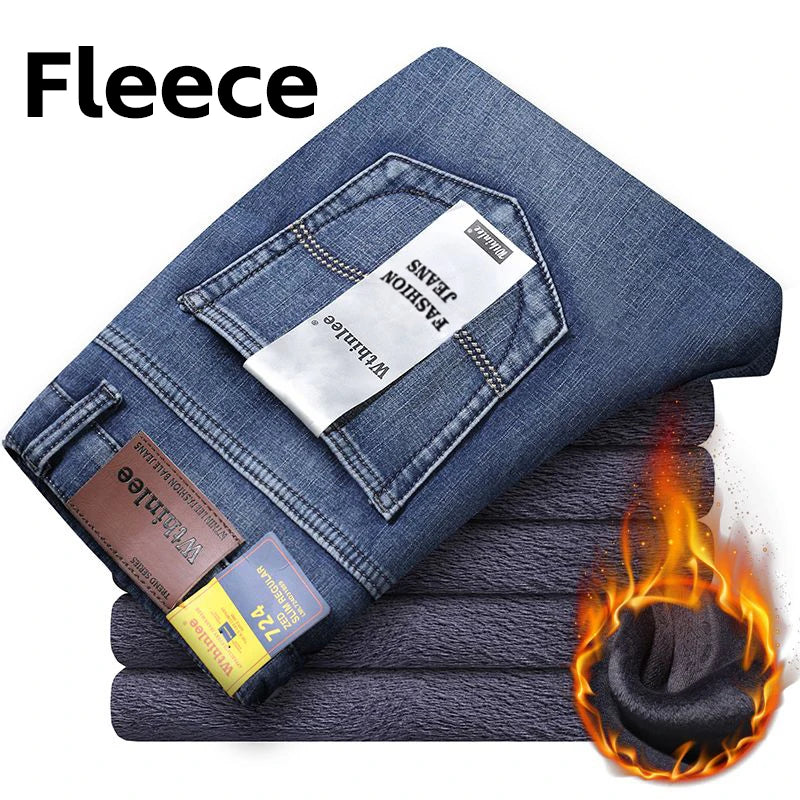 866R-Sblue Color Men's Straight Fit Business Jeans Classic Denim Pants