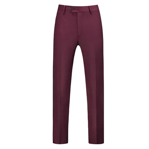 Wine red Color Men’s Formal Office Trousers Casual Stretch Suit Pants