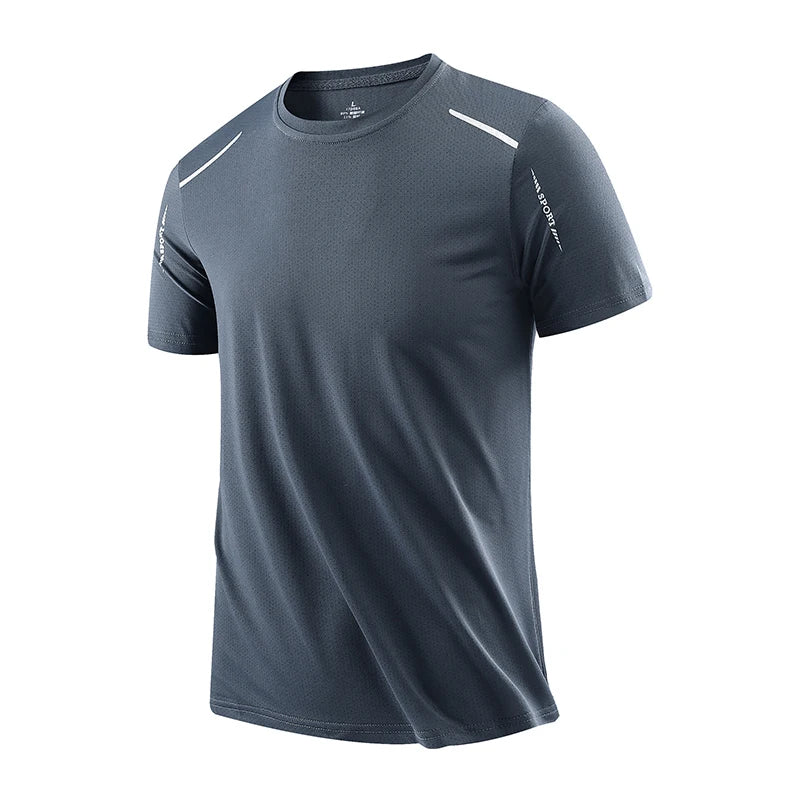 Gray Color Men’s Quick Dry Running T-Shirt – Breathable Sports Top