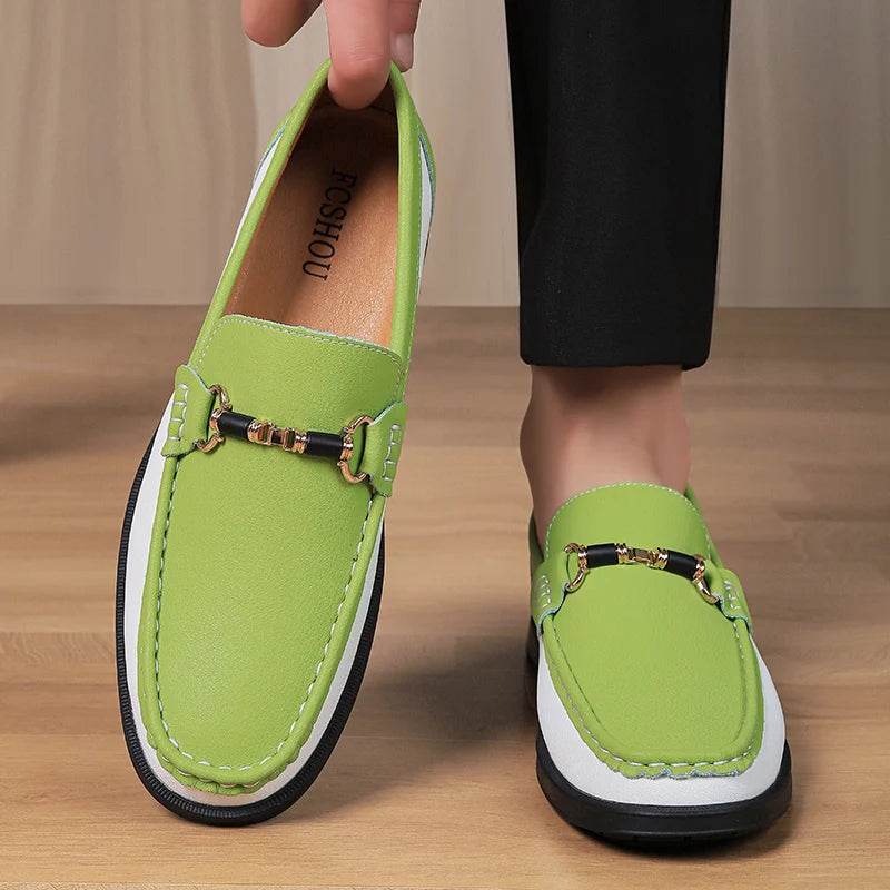 Men's Split Leather Loafers – Slip-On Office & Wedding Shoes