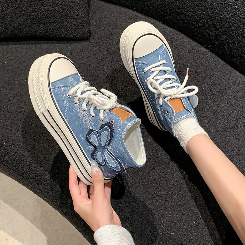 Women’s High Top Canvas Sneakers With Platform Sole