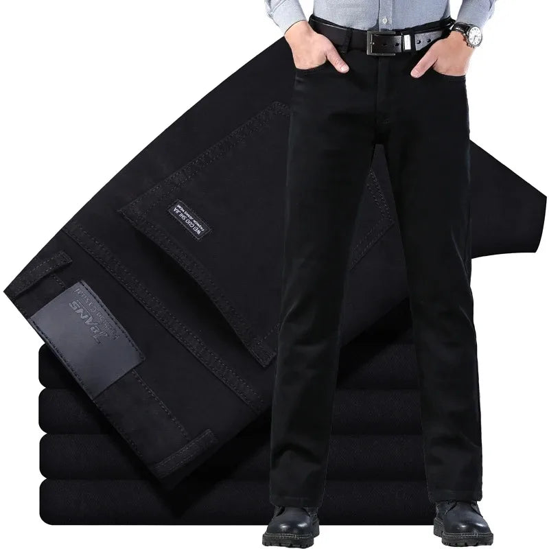 Black Color Men's Slim Straight Stretch Jeans Classic Blue Black