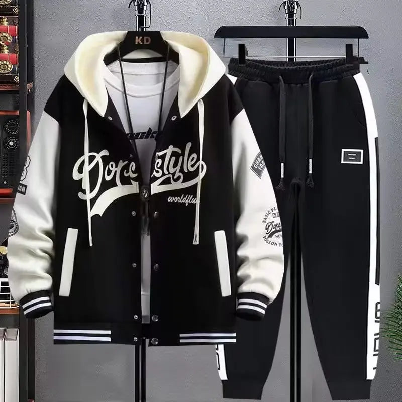 Men’s Korean Style Hoodie Tracksuit Set With Sweatpants