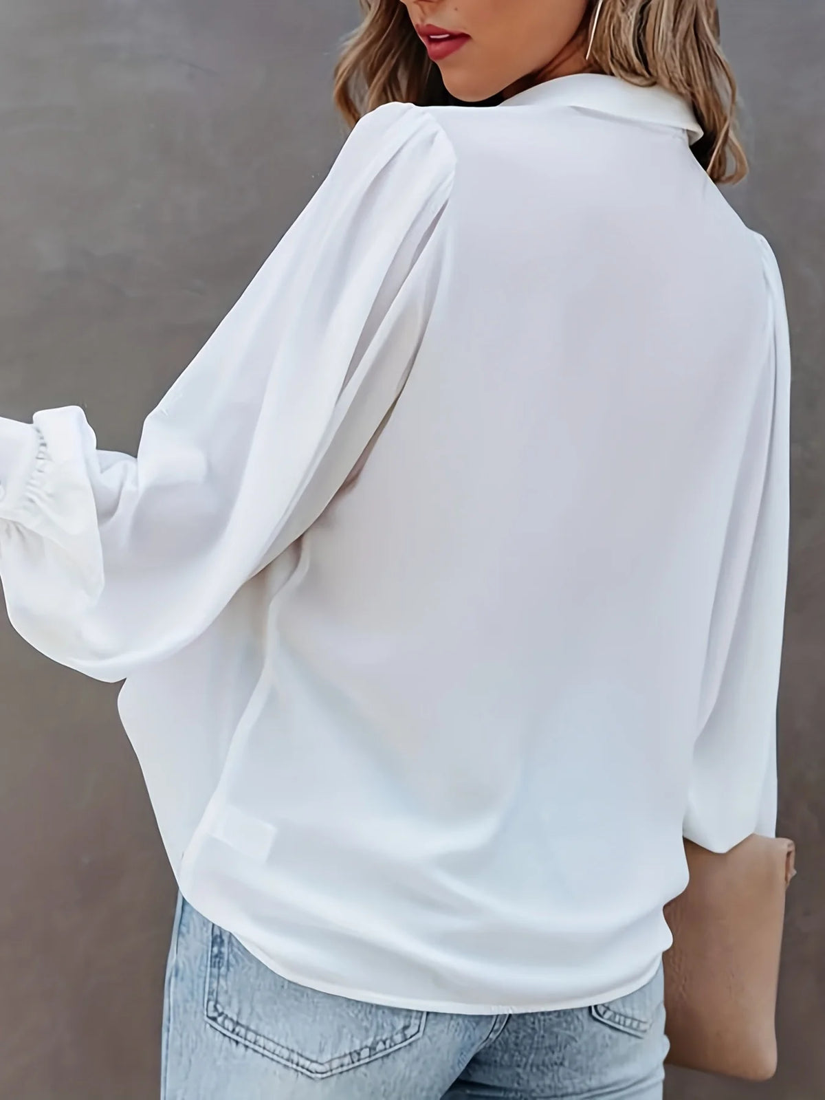 Women’s Chiffon Blouse With Lantern Sleeves And Pleats
