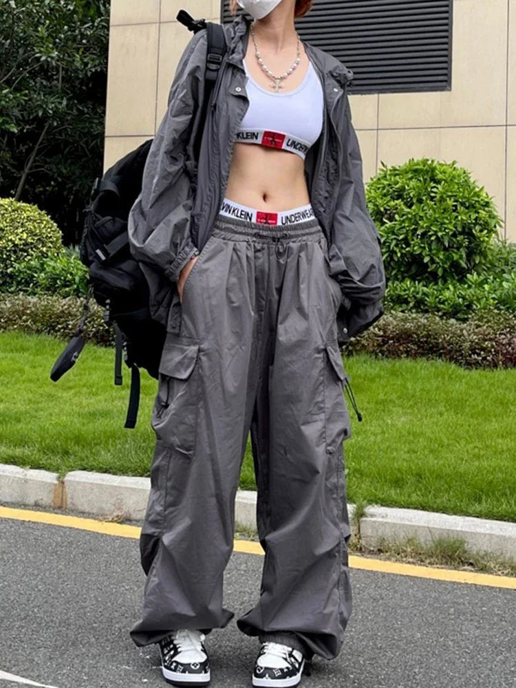 Women’s Cargo Sweatpants Low Waist Loose Streetwear