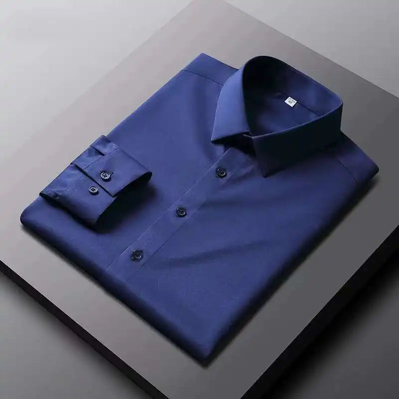 Navy Blue Color Men's Non-Iron Casual Shirt – Wrinkle-Resistant Solid