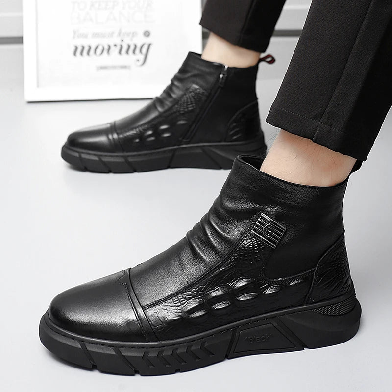 Men’s Mid-Calf Chelsea Boots – Warm Lined Street Style