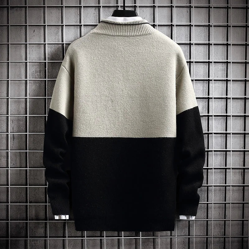 Men's Solid Knit Pullover Sweater – Casual Warm O-Neck