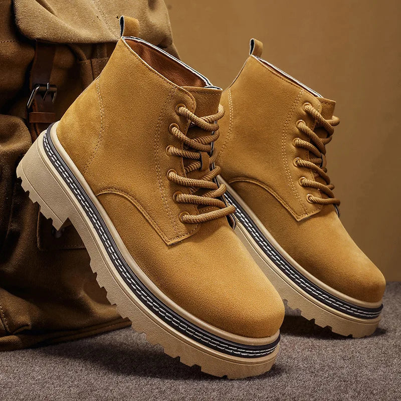 Men’s Suede Ankle Boots Casual Non-Slip Platform Sole