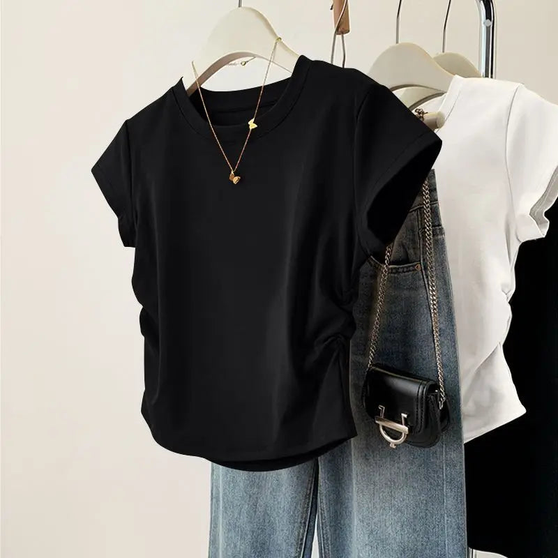 Women’s Slim Fit Summer Solid Crew Neck T-Shirt