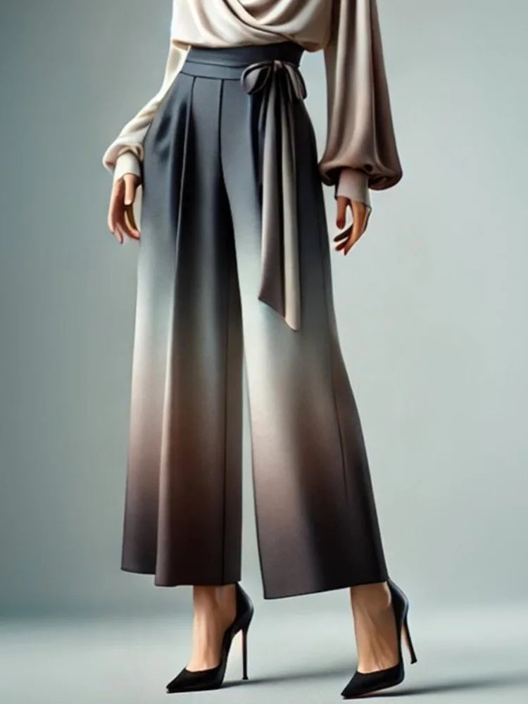 Women’s Gradient Wide Leg Pants High Waist Trousers