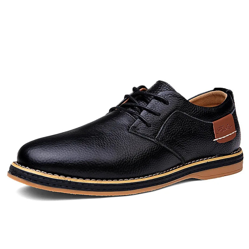 Black Color Men’s Genuine Leather Oxford Dress Shoes