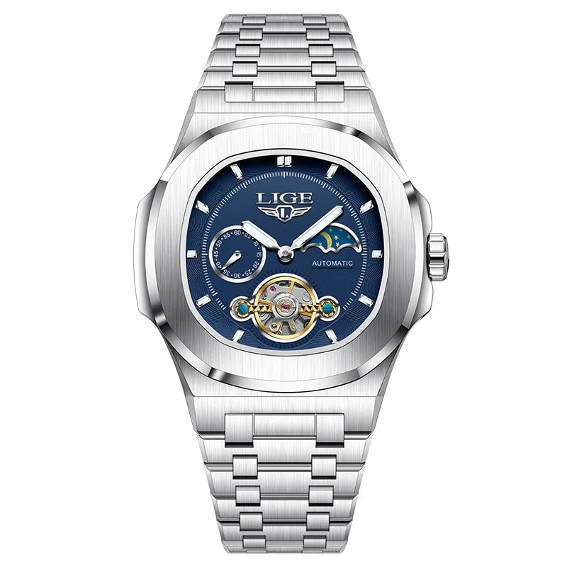 Silver blue Color Men’s Automatic Mechanical Watch – Waterproof & Luminous