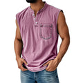 Watermelon red Color Men’s Lightweight Fitted Tee With Henley Collar